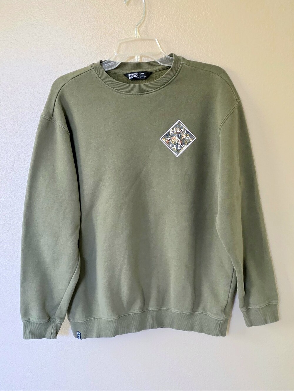 Salty Crew Womens Green Tippet Crew Neck Sweatshirt - Size Large